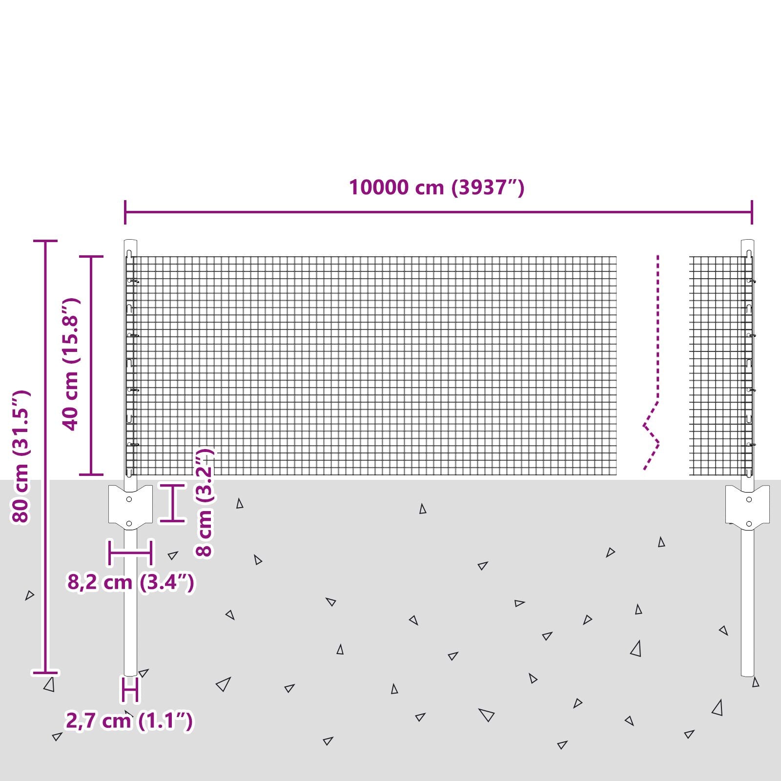 Cerca de Malla Soldada  con 44 Poste U Verde 0.4x100 m Acero V7750 Vetonek