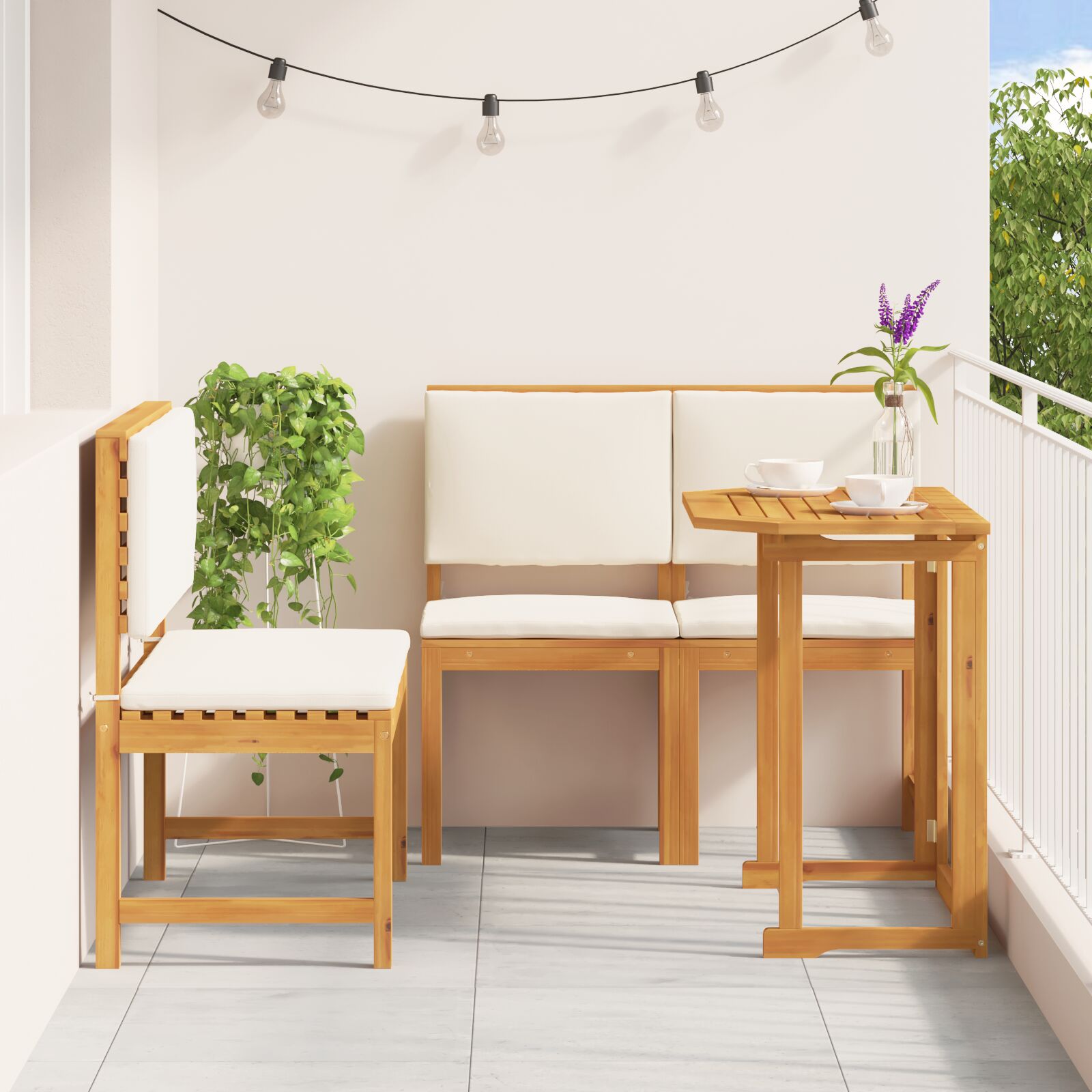 4-Piece Solid Acacia Wood Garden Dining Set V2256 Vetonek