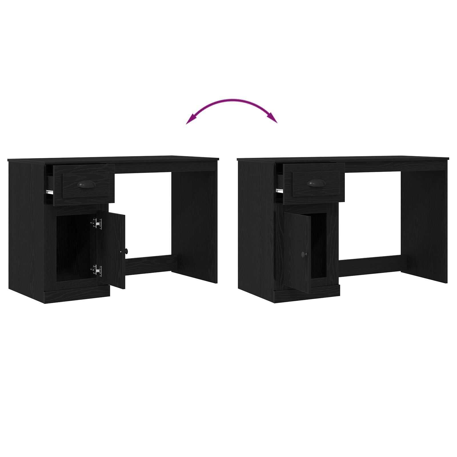 Bureau avec rangement chêne noir 50x115x75 cm aggloméré V2220 Vetonek