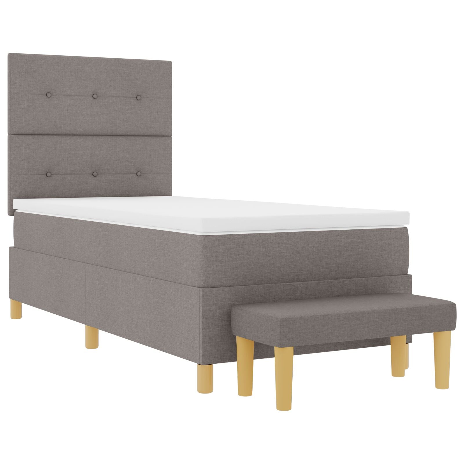Box Spring Bed with Mattress and Taupe Bench 90x190 cm Fabric V3124 Vetonek