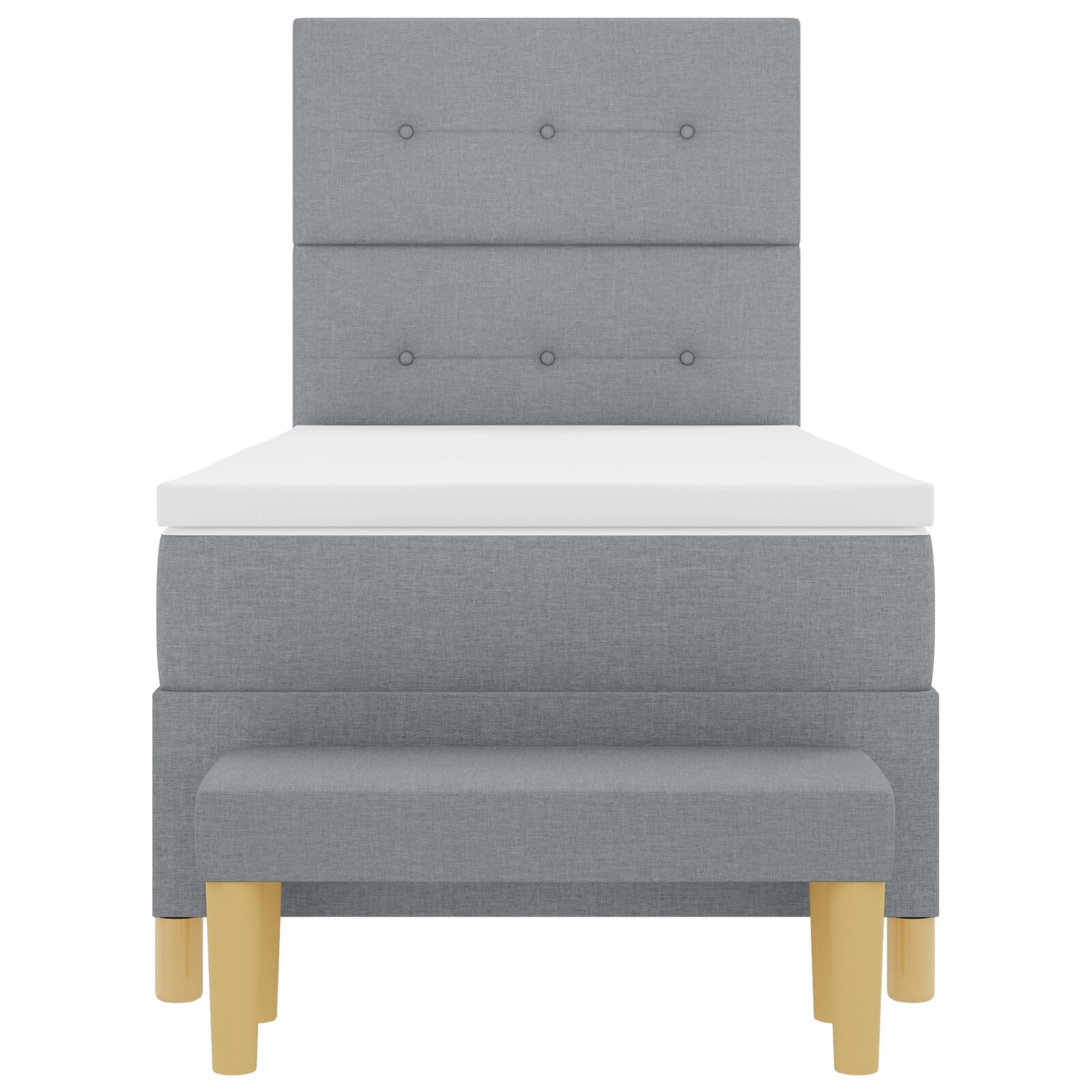 Box spring bed with mattress and light gray bench 90x190 cm fabric V3087 Vetonek