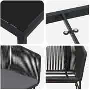 Set de Comedor de Jardín  de 3 piezas con Cojines Negro Poliratán V8388 Vetonek