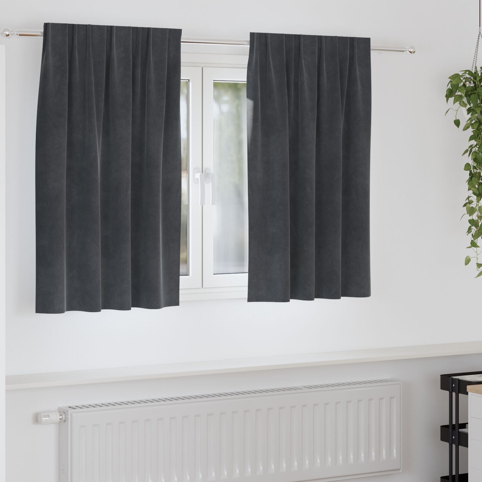 Blackout Curtains with Top Tape 2 pieces of Light Gray Velvet V3495 Vetonek