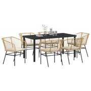 Set de Comedor de Jardín  de 7 Piezas con Cojines Marrón Polirratán V8357 Vetonek