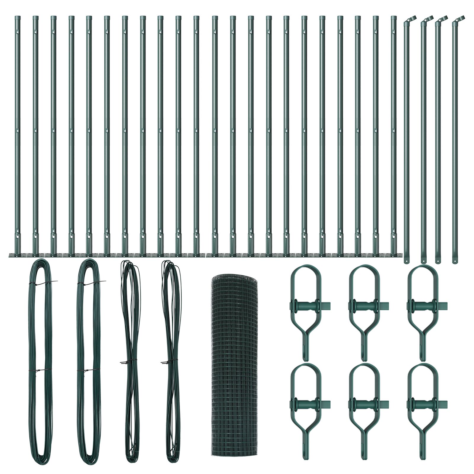 Cerca de Alambre Soldada  con 13 Poste Flangados Verde 1x50 m Acero V6339 Vetonek