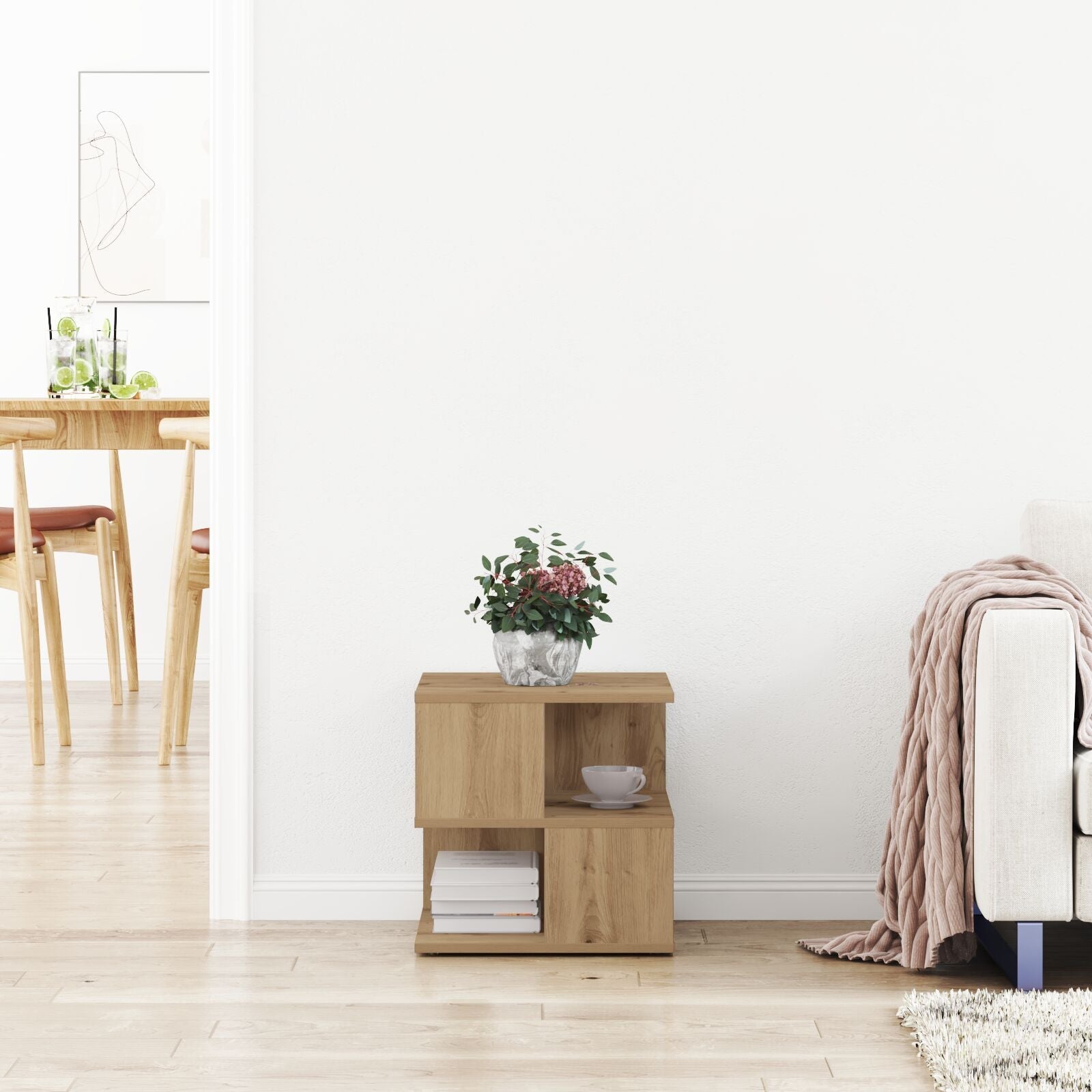 Mesa Lateral de Roble Hecha a Mano 40x40x40 cm de Madera V0035 Vetonek