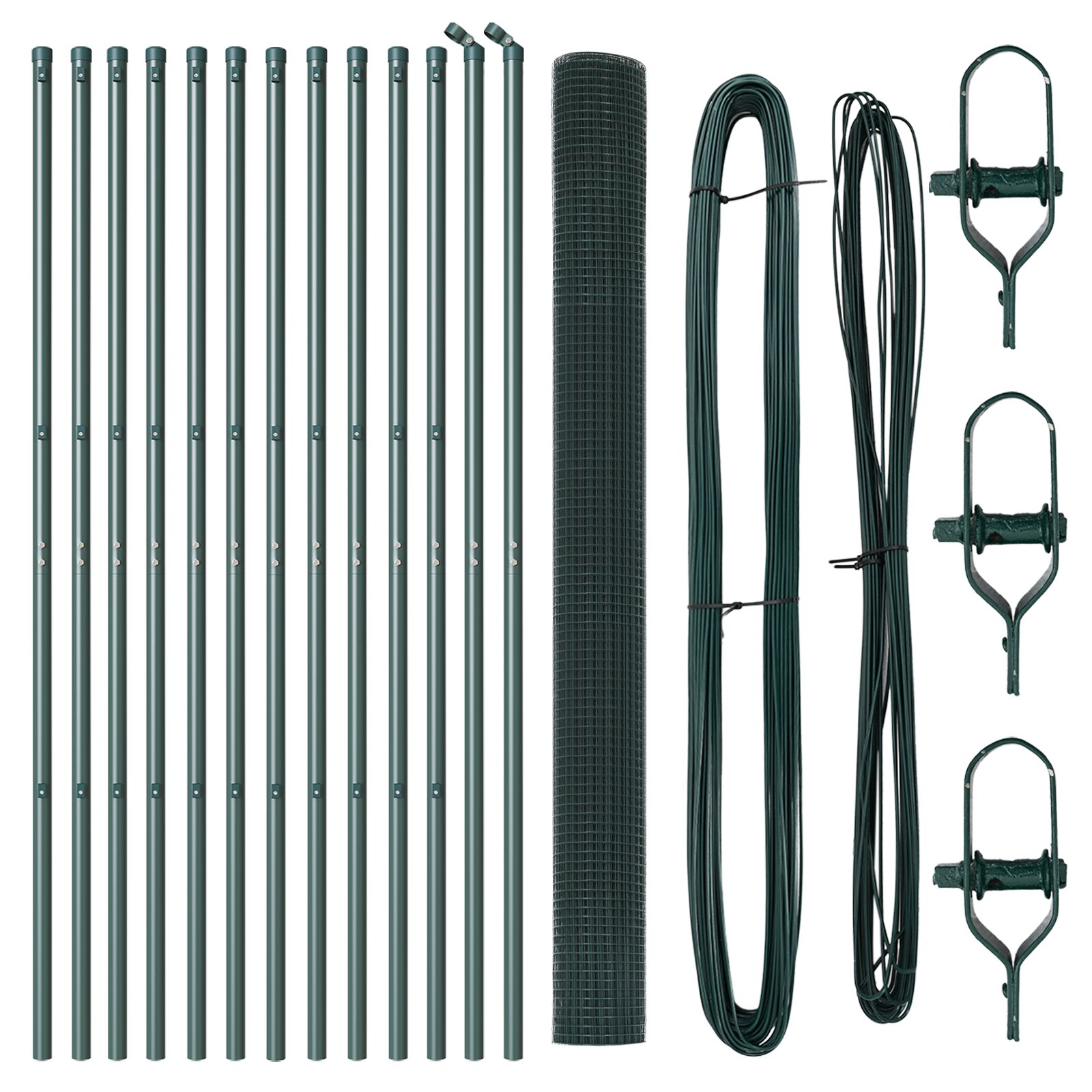 Cerca de Malla Soldada  con 13 Postes Verde 1.6x25 m de Acero V9065 Vetonek