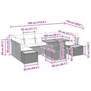 8 Piece Garden Dining Set with Cushions Black Polyester Rattan Acacia V1581 Vetonek