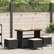 4-Piece Garden Dining Set with Black Polyrattan and Acacia Cushions V0247 Vetonek