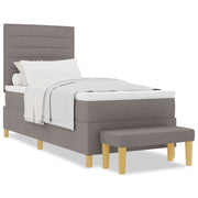 Box Spring Bed with Mattress and Taupe Bench 90x190 cm Fabric V2356 Vetonek