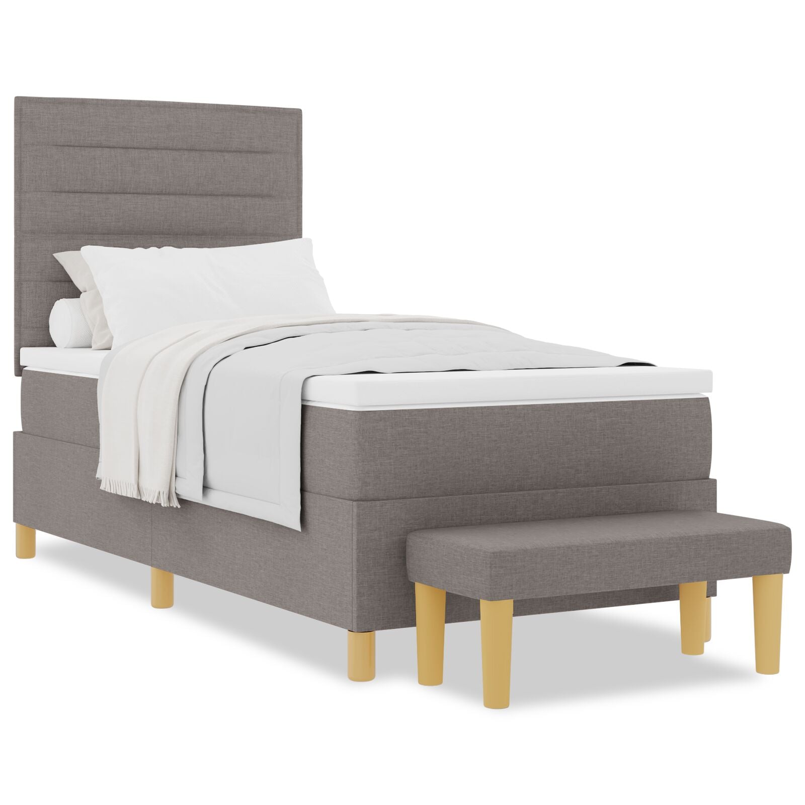 Box Spring Bed with Mattress and Taupe Bench 90x190 cm Fabric V2356 Vetonek