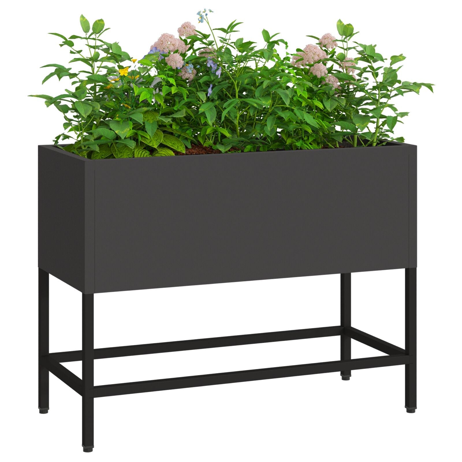 Jardinera Elevada 60x26x45 cm Acero Negro V9715 Vetonek
