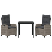 Conjunto de Comedor de Jardín de 3 Piezas con Cojines Grises Poliratán V3062 Vetonek