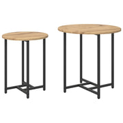 Mesa Lateral de 2 pcs en Madera de Roble Artisan y Metal V4214 Vetonek