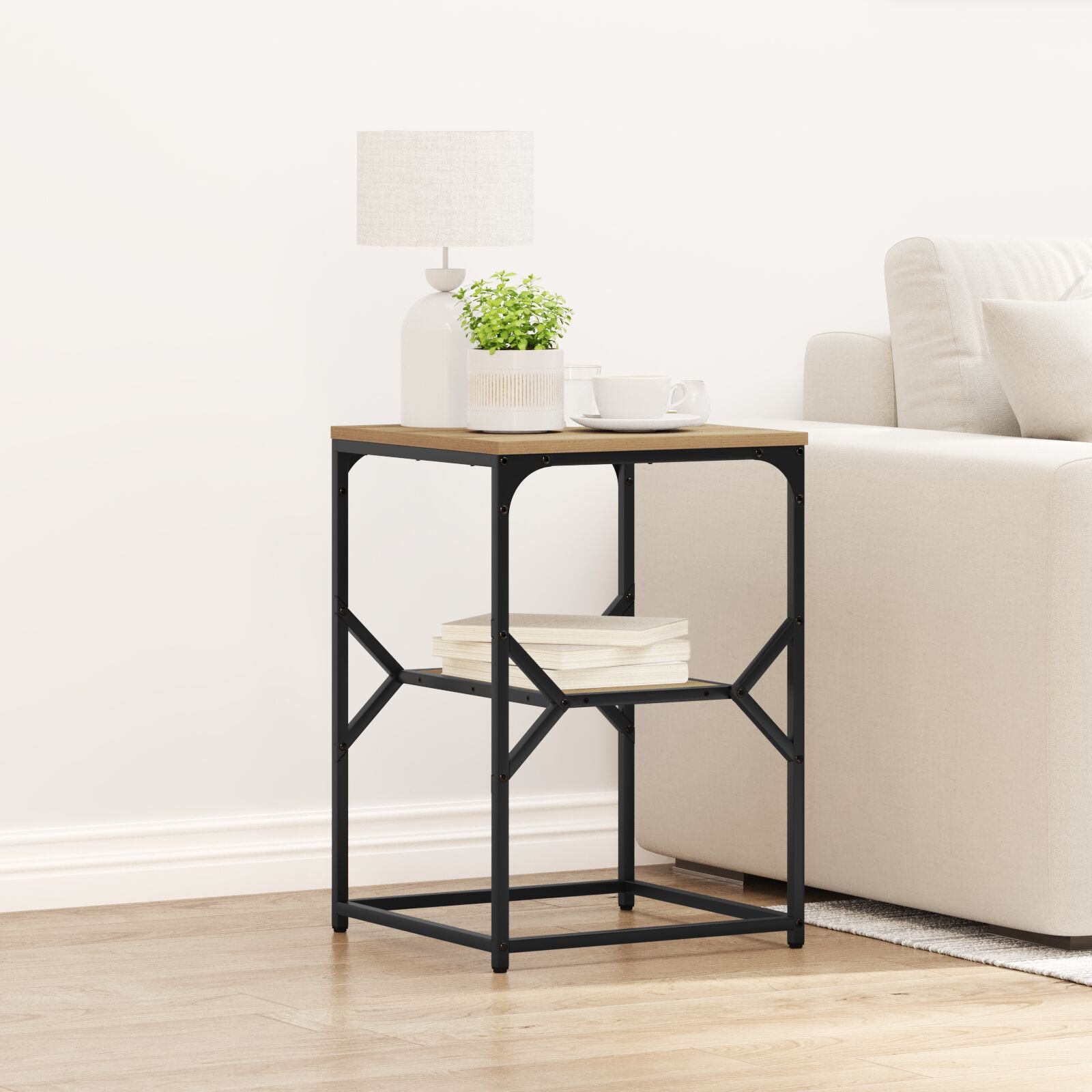 Mesa Lateral de Roble Artesanal 41x40x60 cm de Madera Ingenierizada V8794 Vetonek