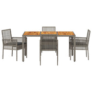 Conjunto de Comedor de Jardín  de 5 Piezas con Cojines Gris Poliratán V1310 Vetonek