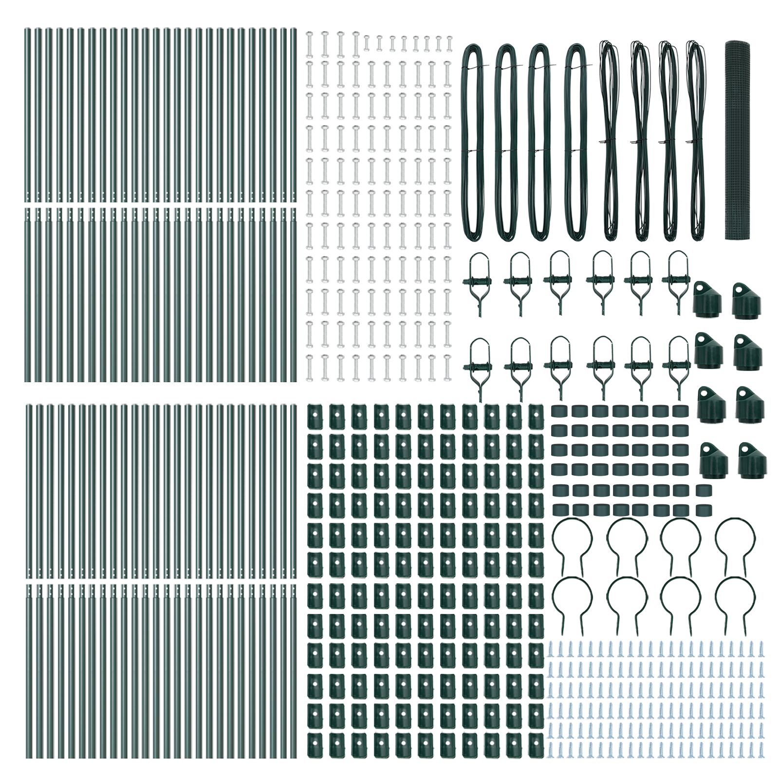 Clôture en fil soudé avec 13 poteaux vert 1x100 m acier V9546 Vetonek