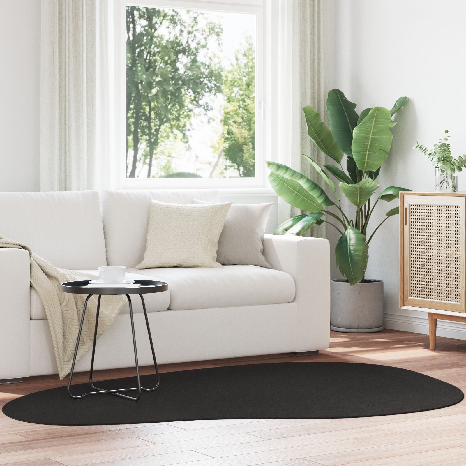 Tapis ovale moderne noir polypropylène 140 x 200 cm V6614 Vetonek