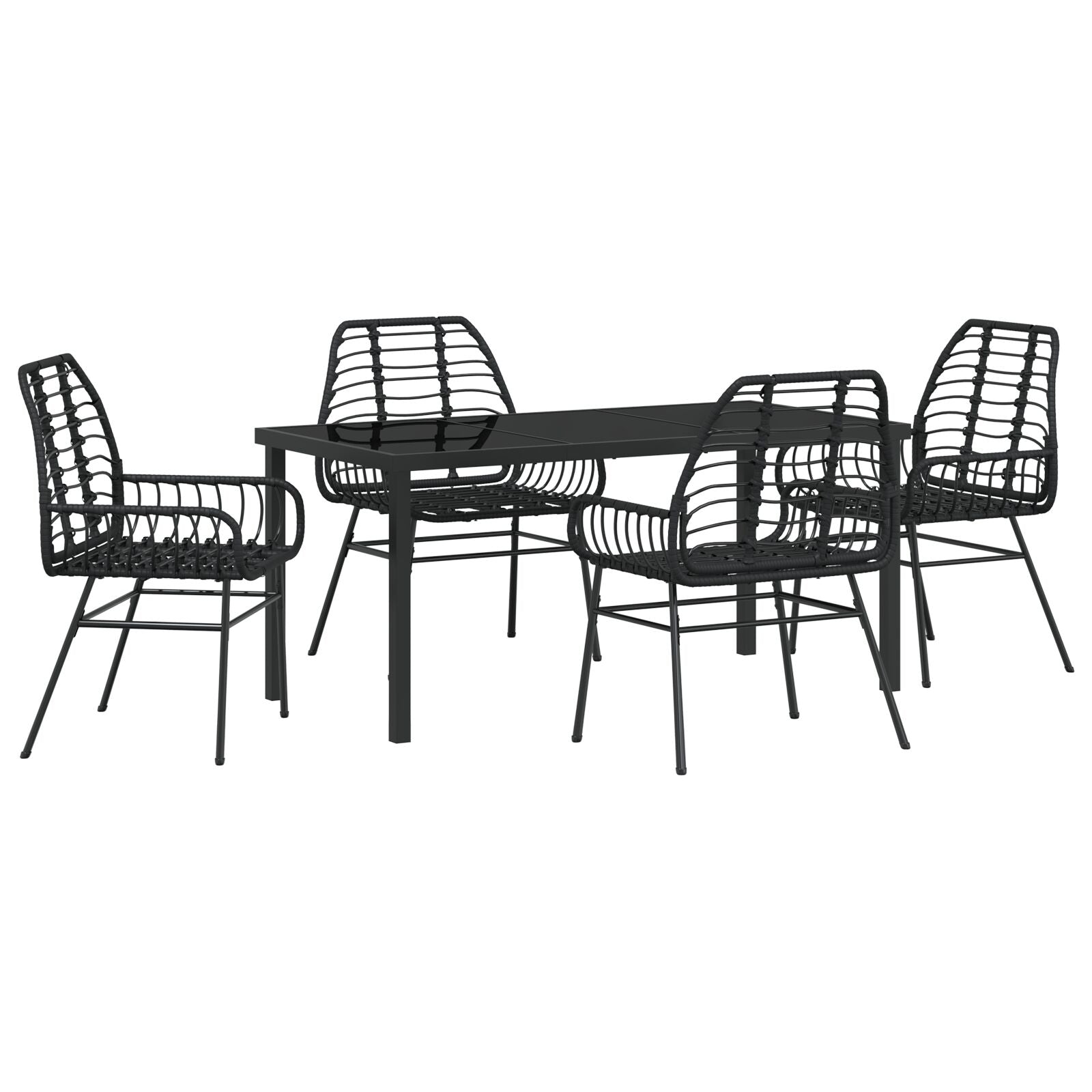 Conjunto de Comedor de Jardín  de 5 Piezas Poliratán Negro V7640 Vetonek
