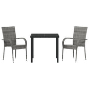 Conjunto de Comedor de Jardín de 3 Piezas en Gris de Poliratán V3285 Vetonek
