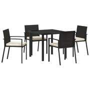 Conjunto de comedor de jardín de 5 piezas Poliratán negro V1618 Vetonek