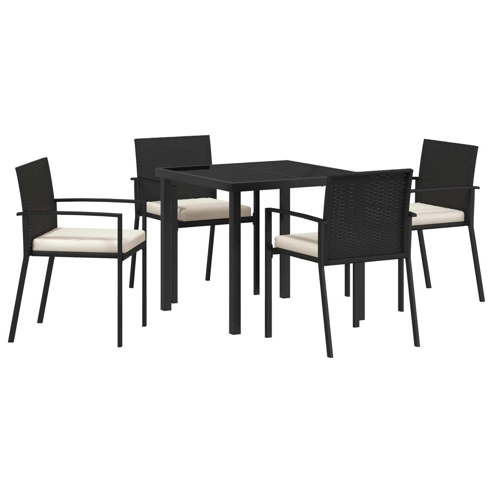 Conjunto de comedor de jardín de 5 piezas Poliratán negro V1618 Vetonek