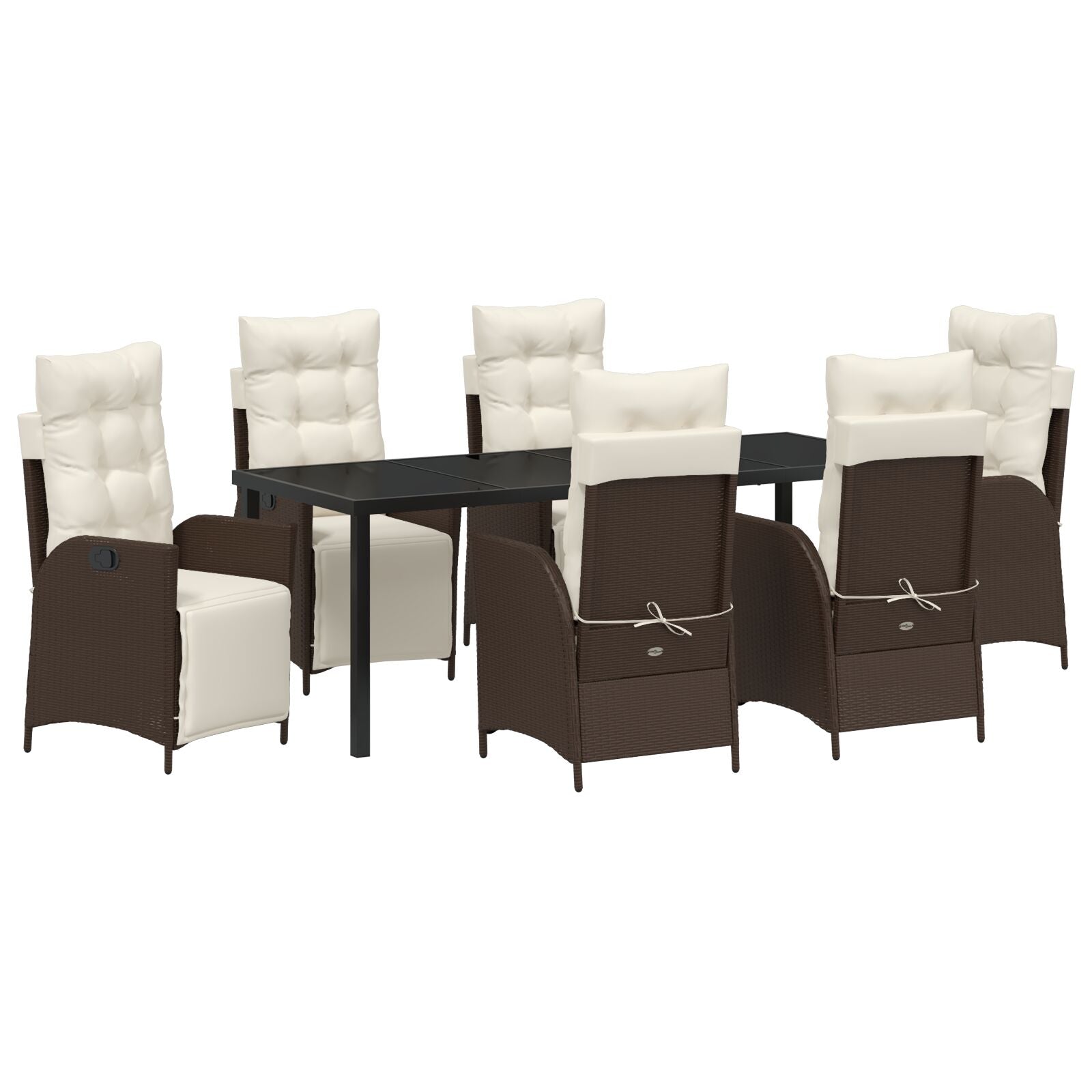 Set de Comedor de Jardín de 7 Piezas en Rattan Poliéster Marrón V4656 Vetonek
