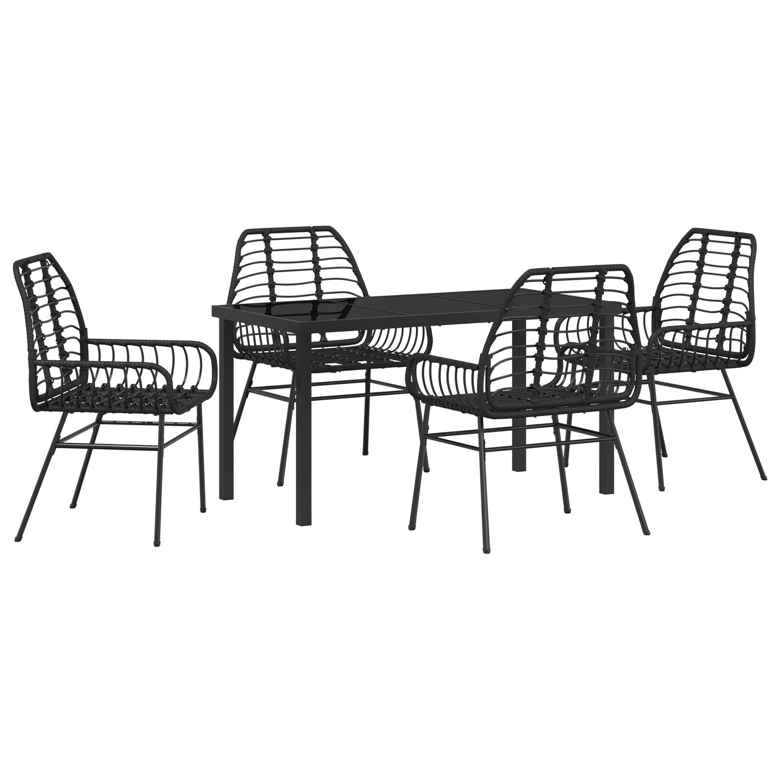 Set de Comedor de Jardín de 5 Piezas Poliratán Negro V7633 Vetonek