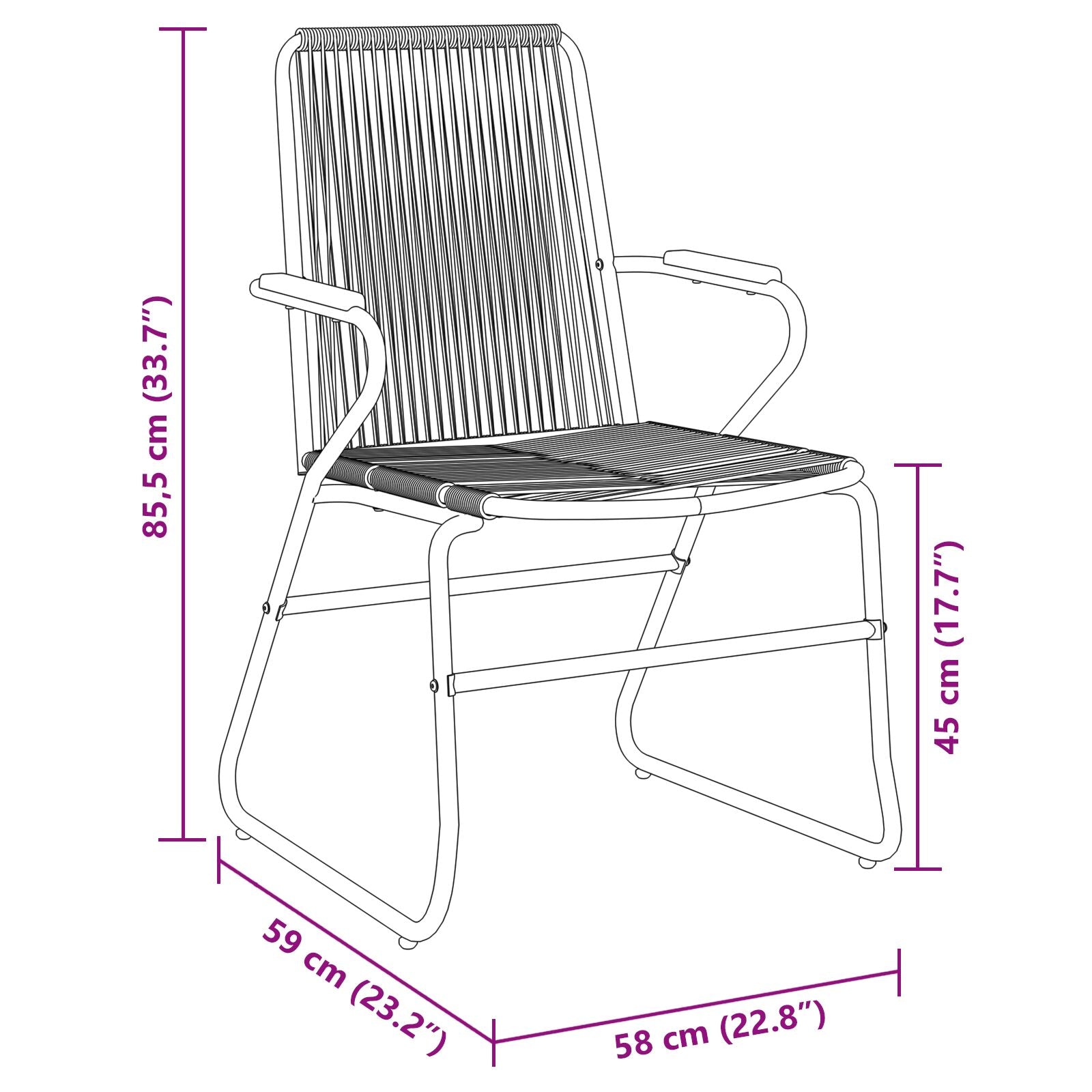Conjunto de Comedor de Jardín  de 3 Piezas Negro Rattan de PVC V0970 Vetonek