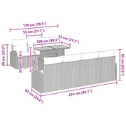 8 Piece Garden Dining Set with Cushions Black Polyrattan Acacia V6619 Vetonek