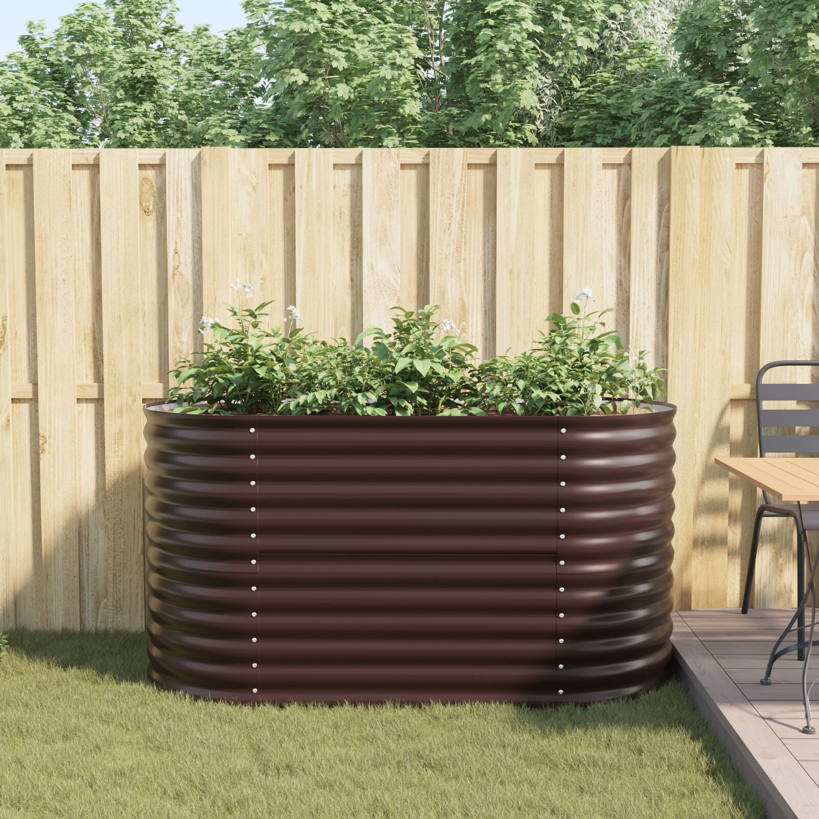 Huerto elevado Marrón 160x80x81 cm de acero galvanizado V3641 Vetonek