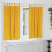 Blackout Curtains with Hanging Ties 2 pcs Mustard Yellow Velvet V3709 Vetonek