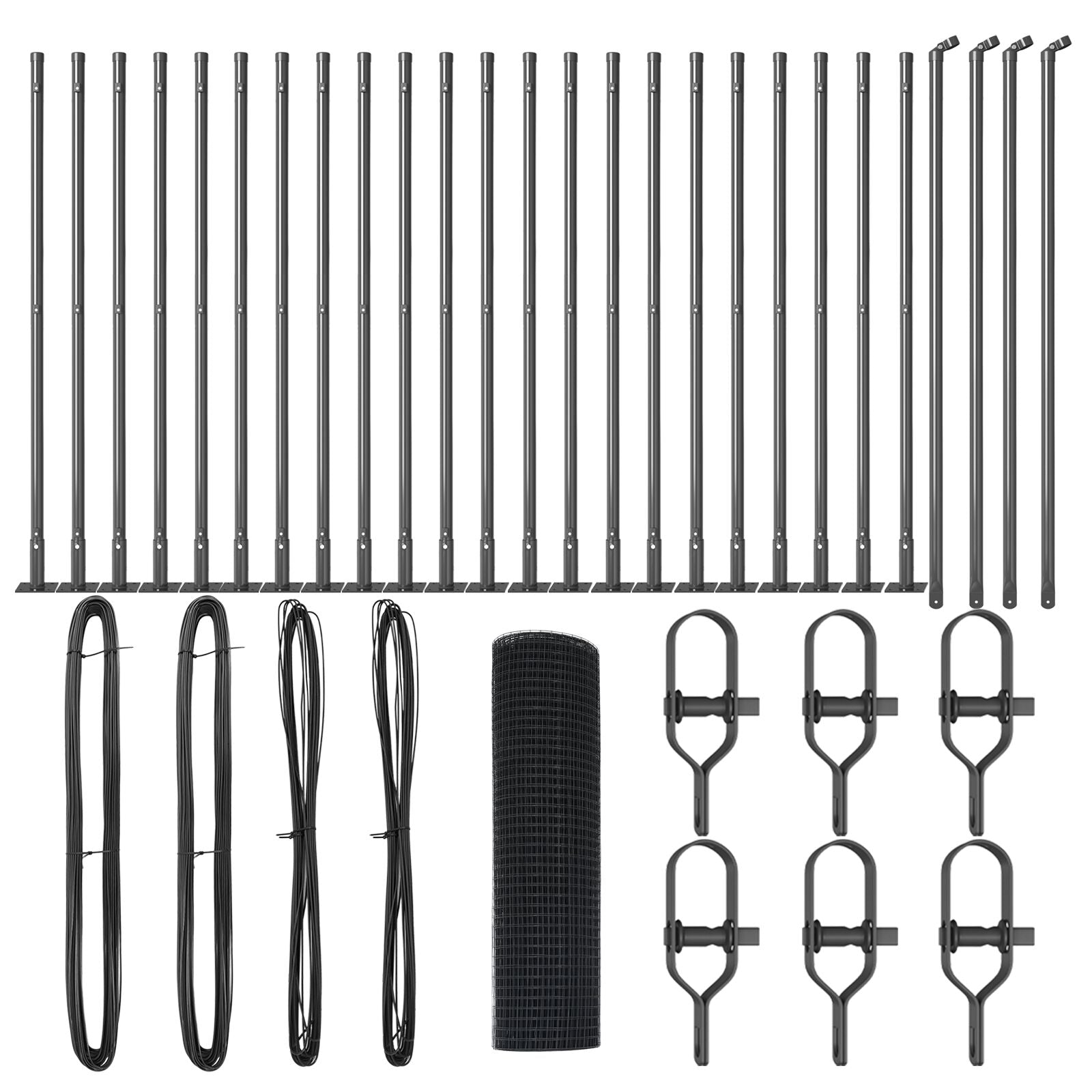 Cerca de Malla Soldada  con 13 Postes con Bridas Gris 0.4x50 m de Acero V7381 Vetonek