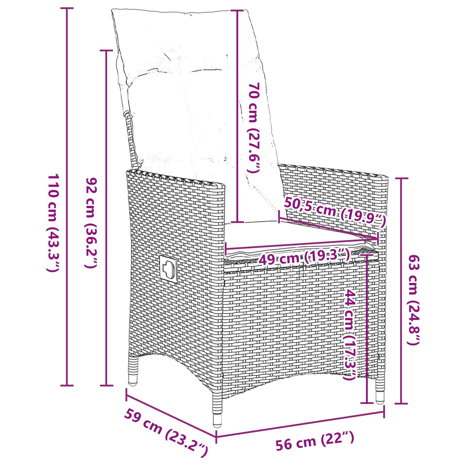 Set de Comedor de Jardín de 3 Piezas de  con Cojines Gris de Ratán Polímero V4688 Vetonek