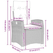 Conjunto de Comedor de Jardín de 3 Piezas con Cojines Negro Poliratán V2850 Vetonek