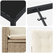 2-Piece Garden Dining Set with Cushions in Beige Polyester Rattan V2065 Vetonek