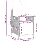 Conjunto de comedor de jardín de 3 piezas  Ratán Polipropileno Gris V4670 Vetonek