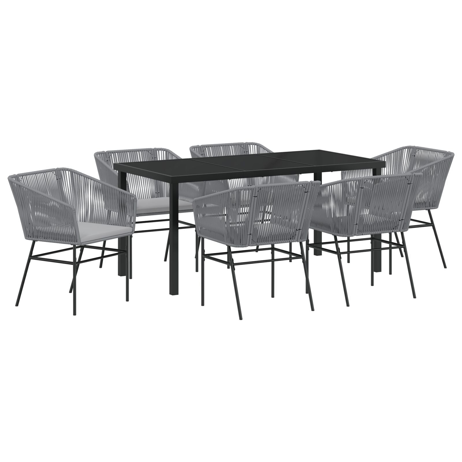 Set de Comedor de Jardín  de 2 Piezas con Cojines Gris Poliratán V8562 Vetonek