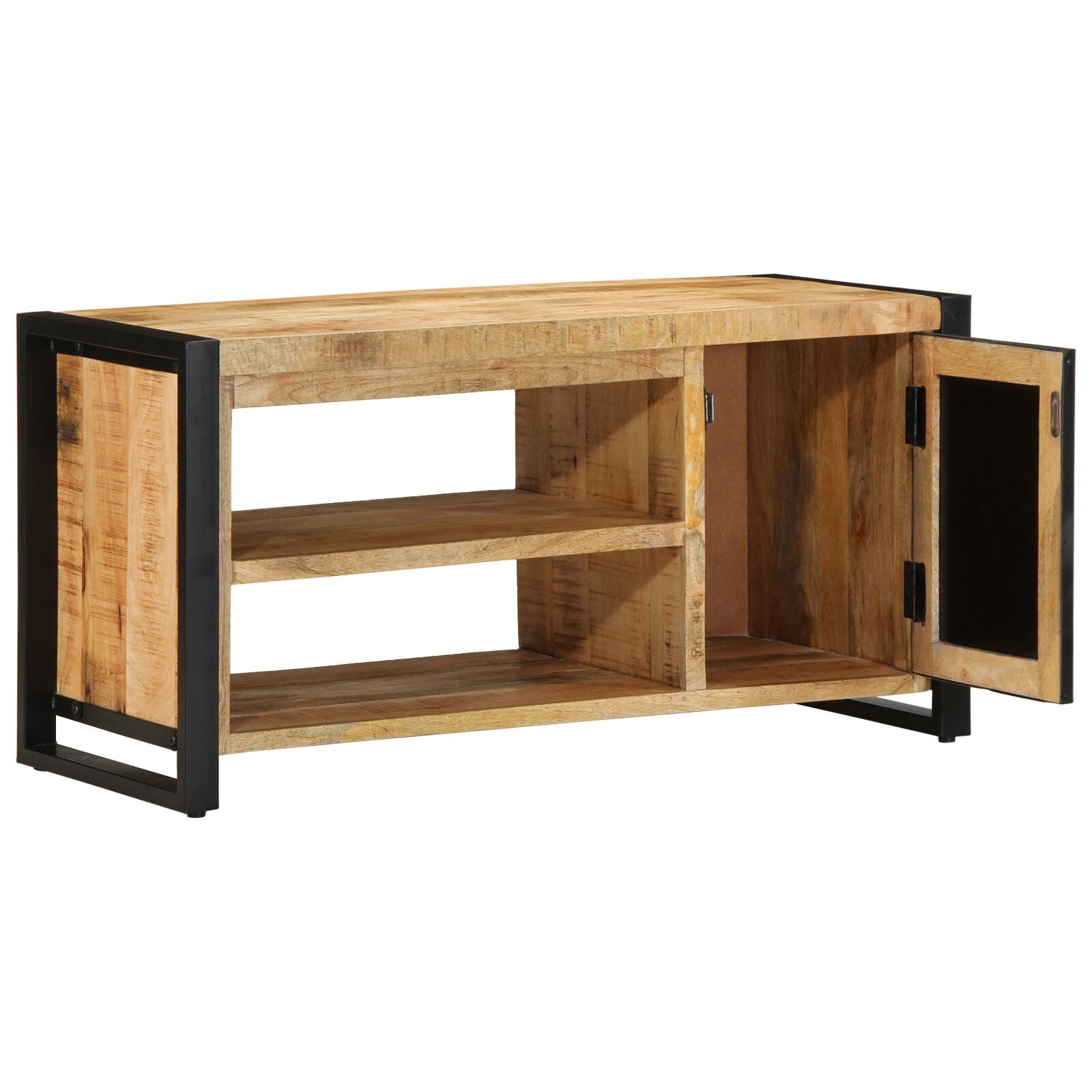 Shoe Bench 100x40x50 cm Solid Rough Mango Wood V9744 Vetonek