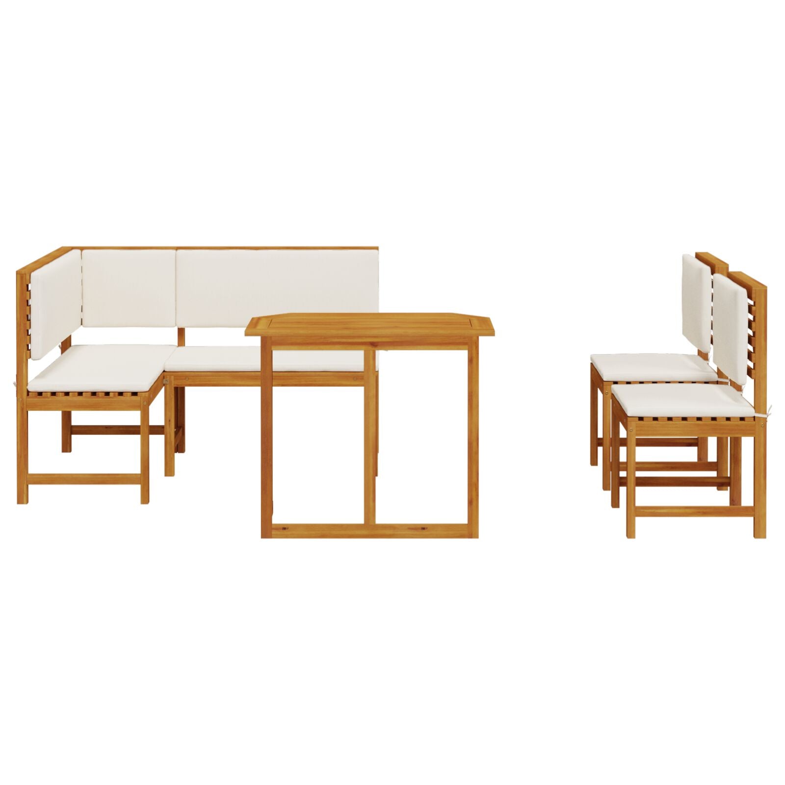 4 Piece Garden Dining Set with Cushions - Solid Acacia Wood V2133 Vetonek