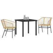 Set de Comedor de Jardín  de 3 Piezas Marrón Poliratán V8173 Vetonek