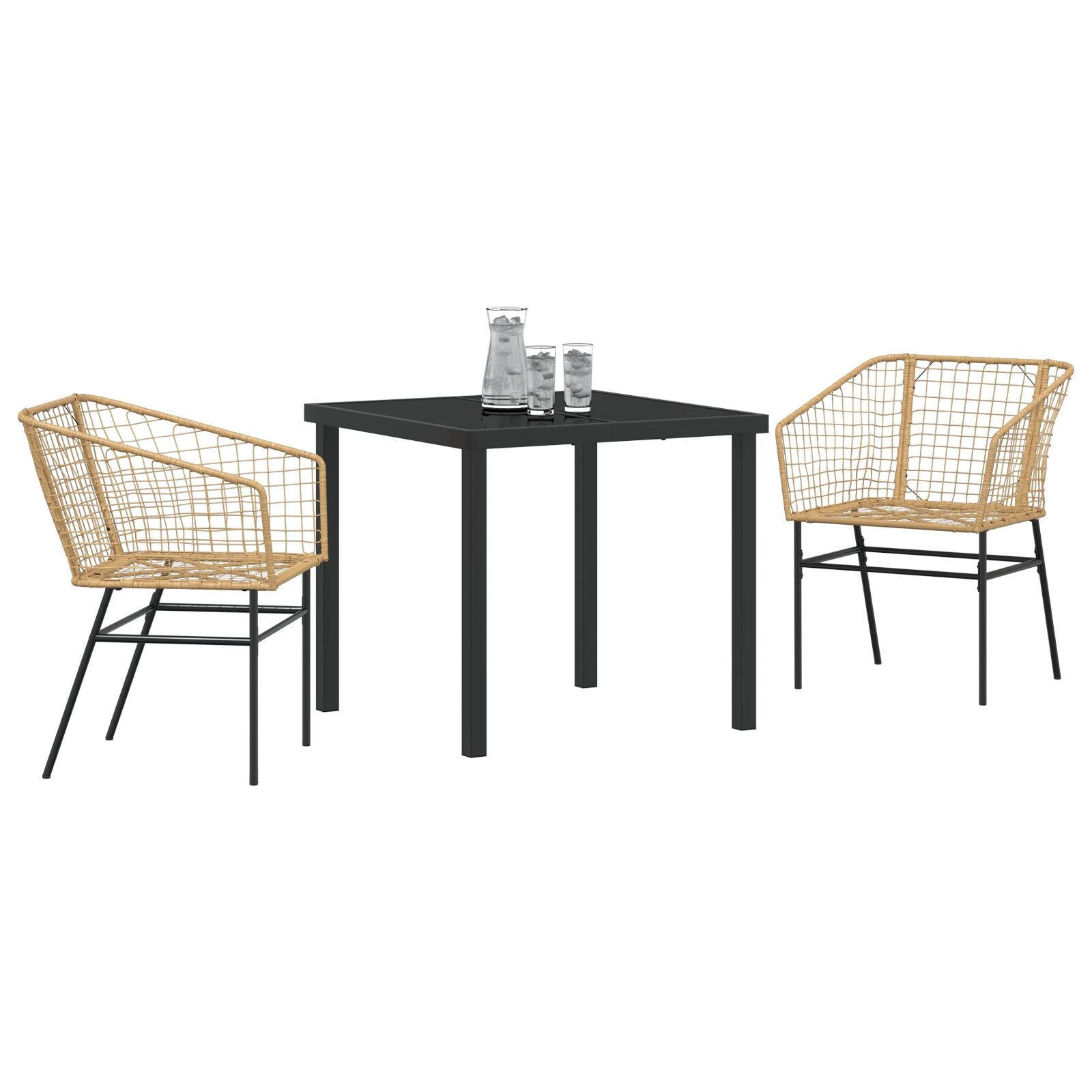 Set de Comedor de Jardín  de 3 Piezas Marrón Poliratán V8173 Vetonek
