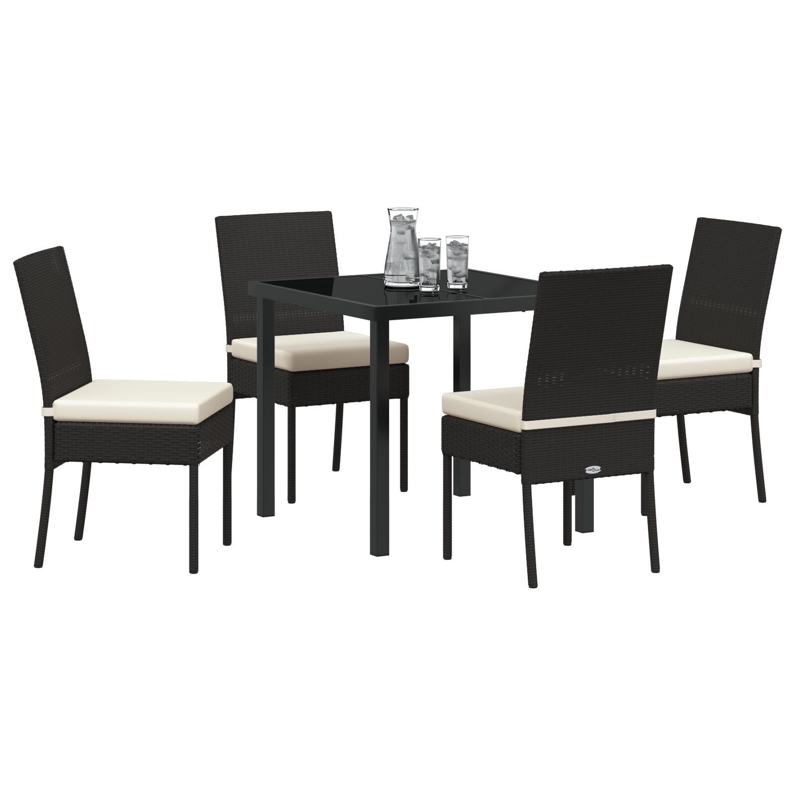 Conjunto de Comedor de Jardín  5 Piezas Negro Poliratán V1472 Vetonek
