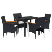 Conjunto de Comedor de Jardín  de 5 Piezas Negro de Poliratán V6729 Vetonek