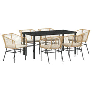 Set de Comedor de Jardín  de 7 Piezas con Cojines Marrón Polirratán V8357 Vetonek