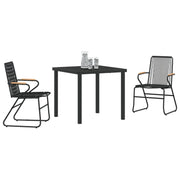 Conjunto de Comedor de Jardín  de 3 Piezas Negro Rattan de PVC V0970 Vetonek