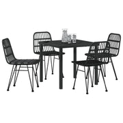 Conjunto de Comedor de Jardín de 5 Piezas  de Ratán Poliéster Negro V1267 Vetonek