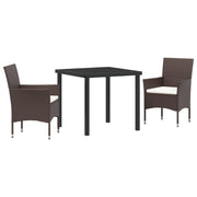 Conjunto de Comedor de Jardín de 3 Piezas Marrón Poliratán V6644 Vetonek
