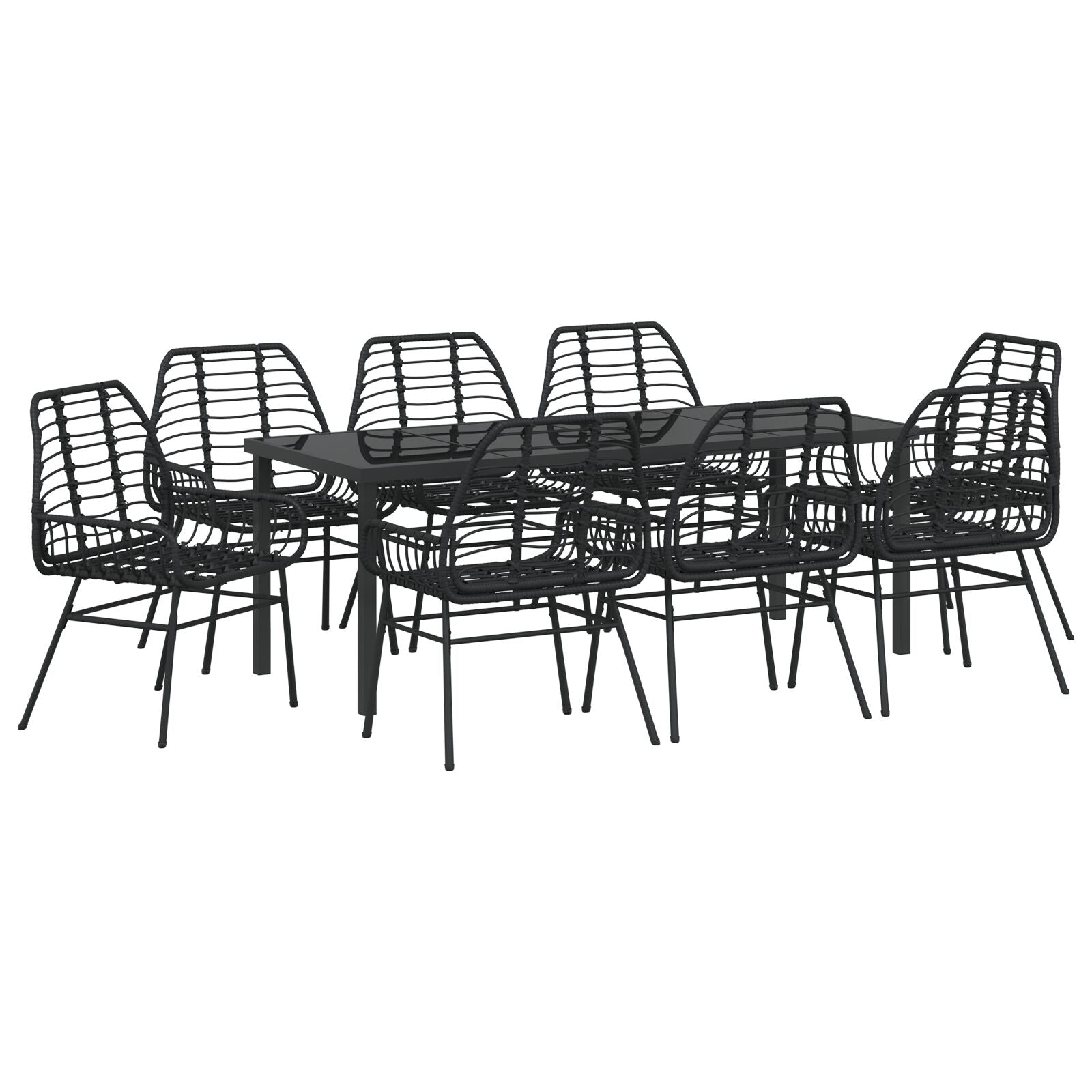 Set de Comedor de Jardín de 9 Piezas Negro Poliratán V7671 Vetonek