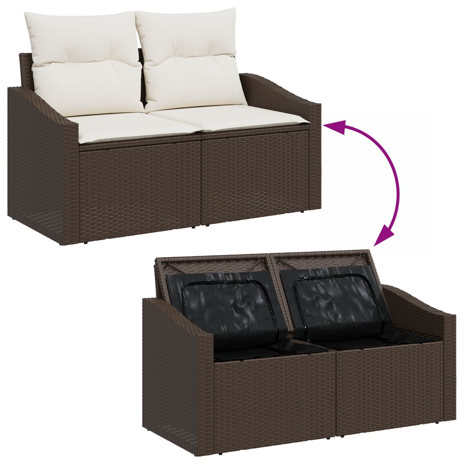 6 Piece Garden Dining Set with Cushions Brown Polyester Rattan V7687 Vetonek